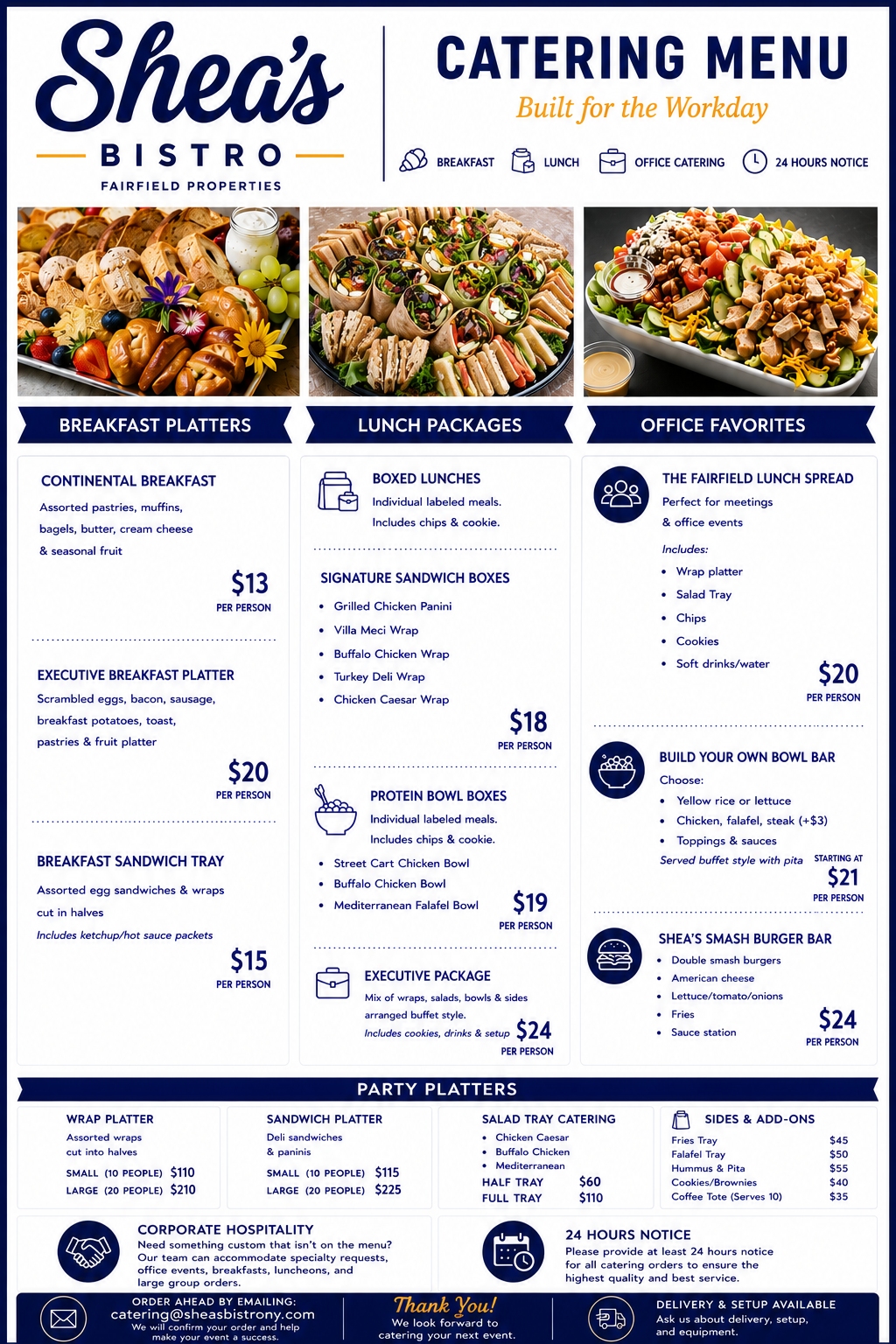 Shea's Bistro Catering Menu